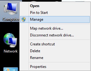 Chuột Phải My Computer, Chọn Manage